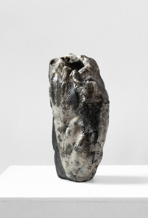 Raku Vasenserie "Gewächse" (2024) / handmodelliert / Steingut, glasiert, Raku Holzbrand